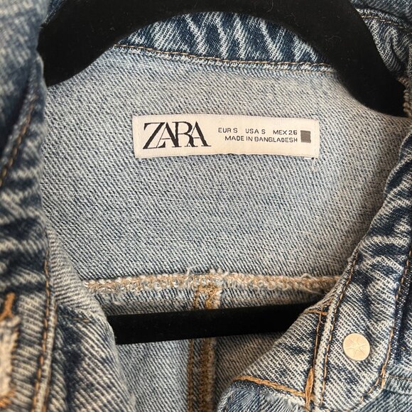 Zara DENIM Shorts Playsuit Cuffed sleeve JUMPSUIT - Picture 3 of 3